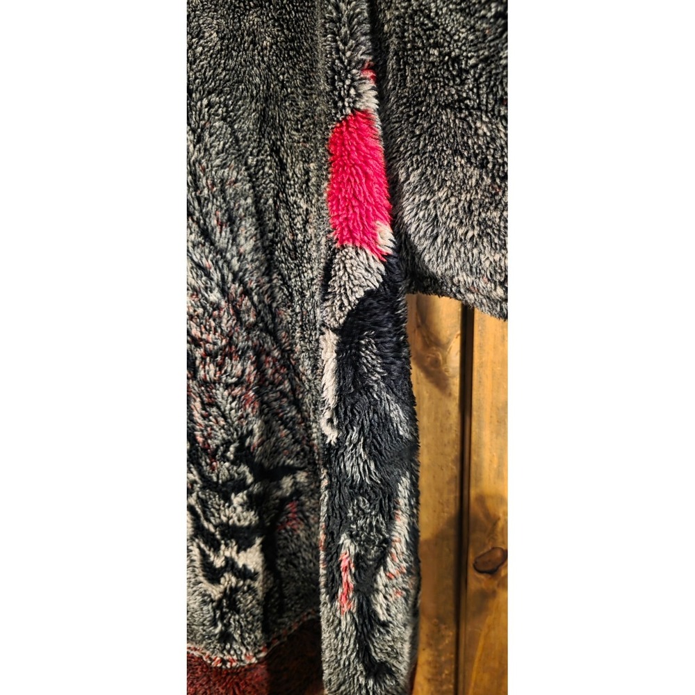 Mazmania Vtg Fleece Sweater Jacket Womens‎ S Black Horseback Hunters Dogs Woods - Picture 6 of 9